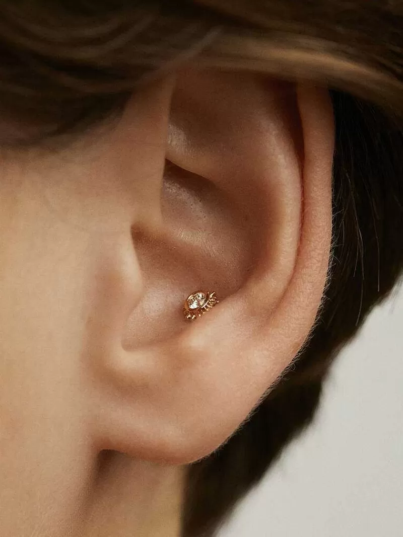 Aristocrazy Piercings Con Diamantes-Piercing Chaton De Oro Amarillo De 18K Con Diamante