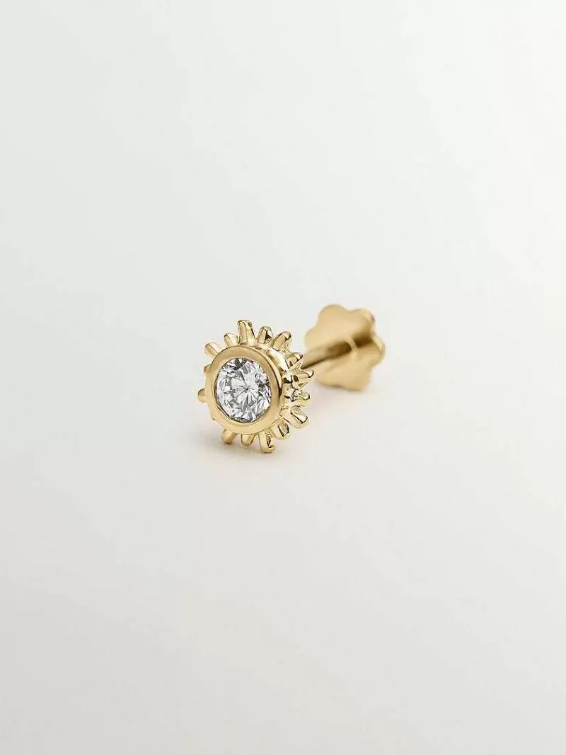 Aristocrazy Piercings Con Diamantes-Piercing Chaton De Oro Amarillo De 18K Con Diamante