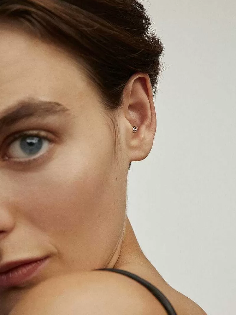 Aristocrazy Piercings Con Diamantes-Piercing Chaton De Oro Amarillo De 18K Con Diamante