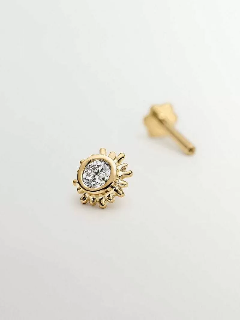 Aristocrazy Piercings Con Diamantes-Piercing Chaton De Oro Amarillo De 18K Con Diamante