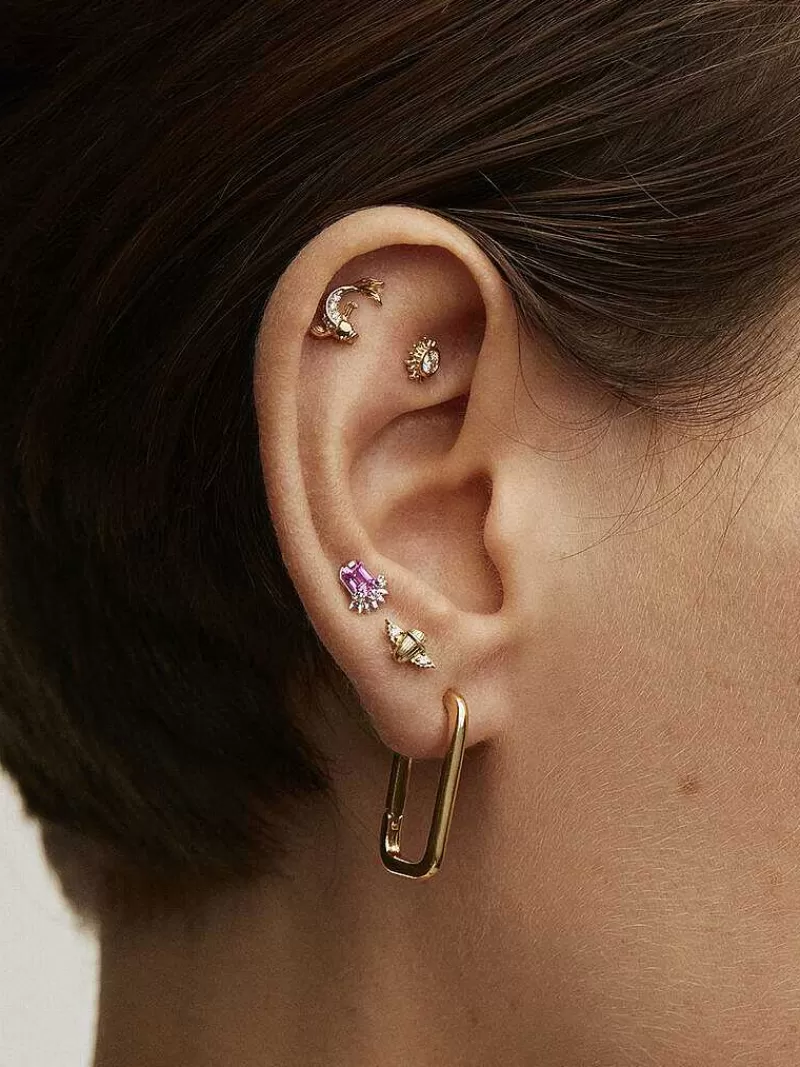 Aristocrazy Piercings Con Diamantes-Piercing Chaton De Oro Amarillo De 18K Con Diamante