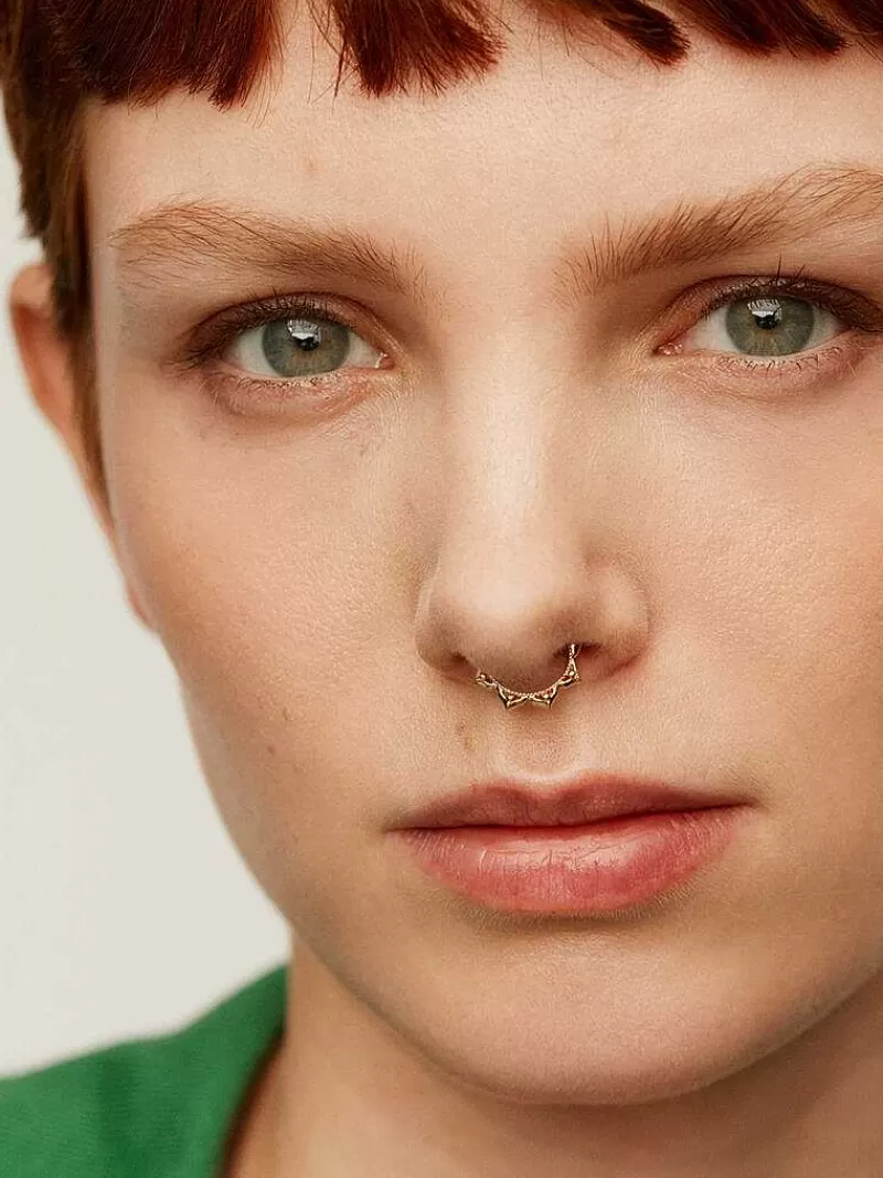 Aristocrazy Piercings De Oro-Piercing Daith De Aro De Oro Amarillo De 18K Con Pinchos