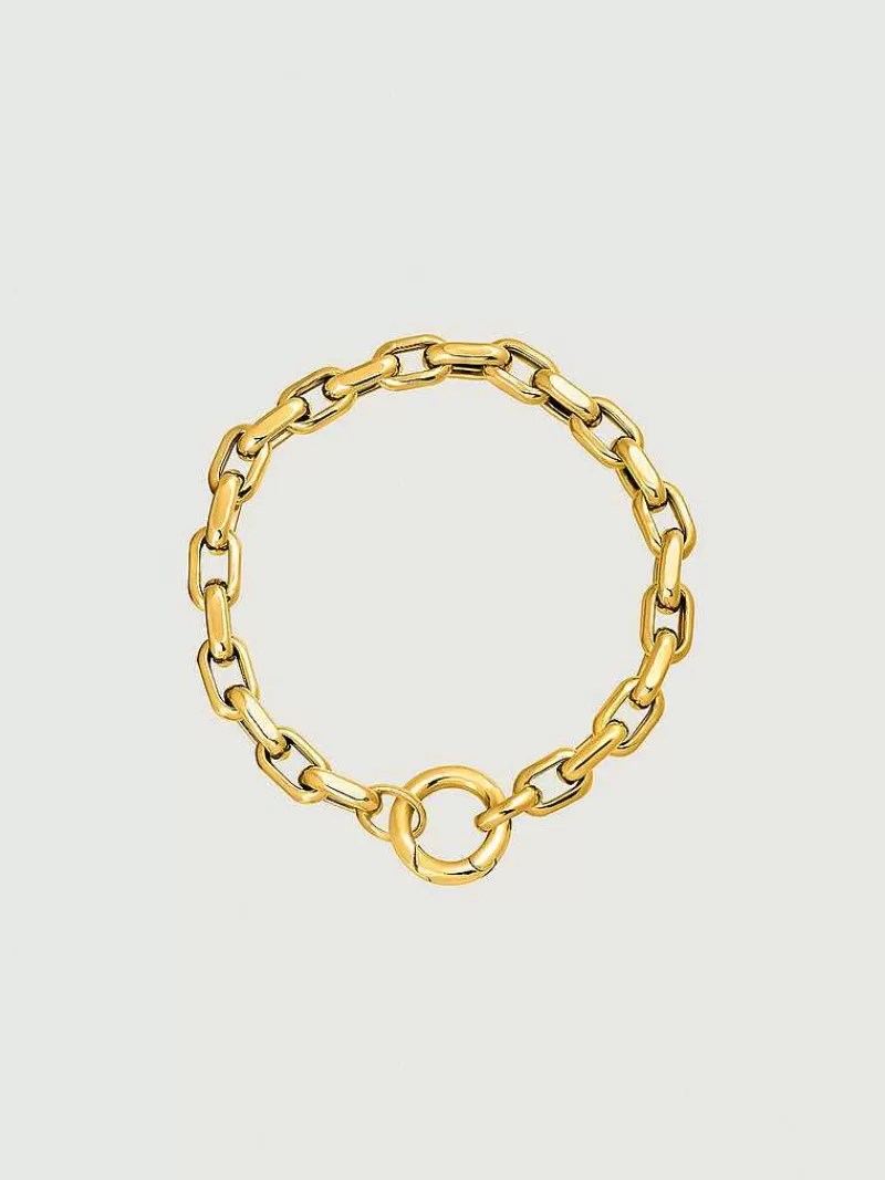 Aristocrazy Pulseras De Plata-Pulsera De Eslabones Forza De Plata 925 Banada En Oro Amarillo De 18K