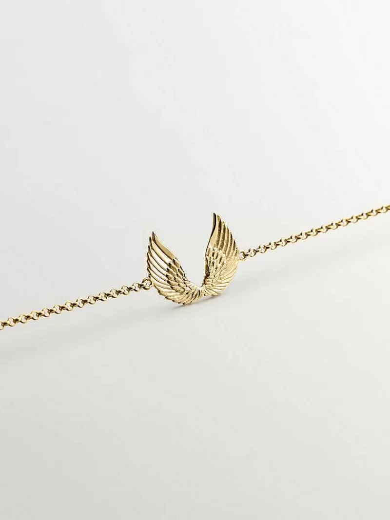 Aristocrazy Pulseras De Plata-Pulsera De Plata 925 Banada En Oro Amarillo De 18K Con Alas