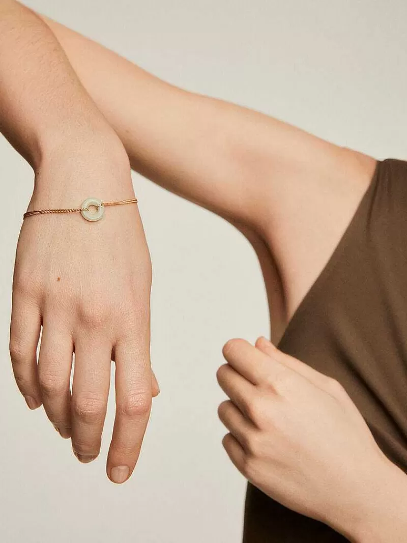 Aristocrazy Pulseras De Plata-Pulsera De Plata 925 Banada En Oro Amarillo De 18K Con Aventurina Verde