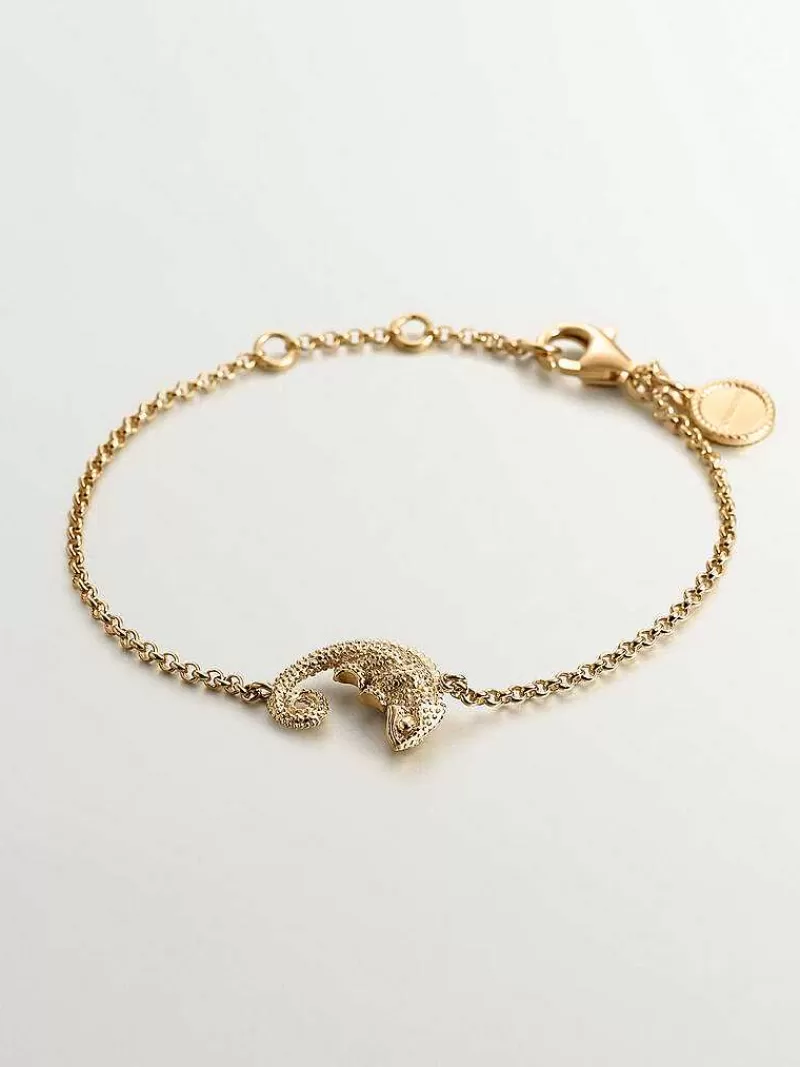 Aristocrazy Pulseras De Plata-Pulsera De Plata 925 Banada En Oro Amarillo De 18K Con Camaleon