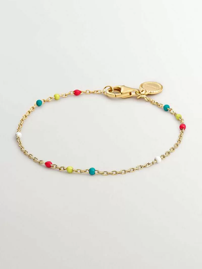 Aristocrazy Pulseras De Plata-Pulsera De Plata 925 Banada En Oro Amarillo De 18K Con Esmalte Multicolor