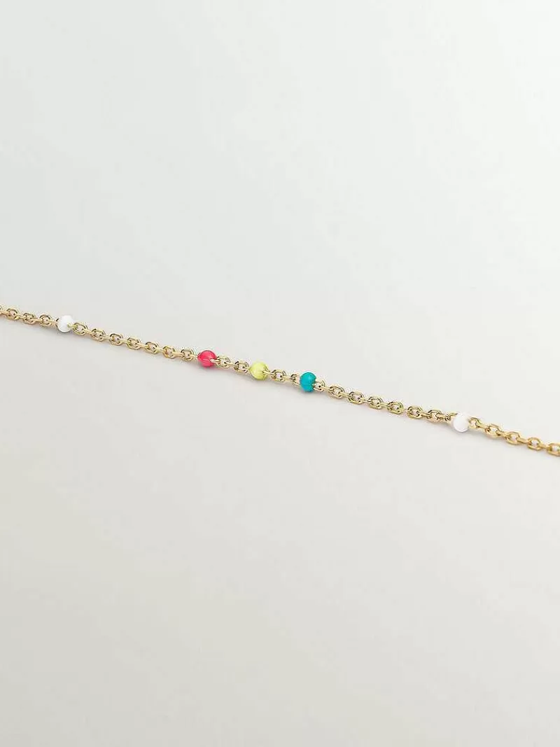 Aristocrazy Pulseras De Plata-Pulsera De Plata 925 Banada En Oro Amarillo De 18K Con Esmalte Multicolor